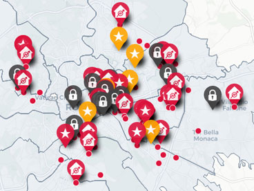 Mappa degli spazi sgomberati e a rischio sgombero