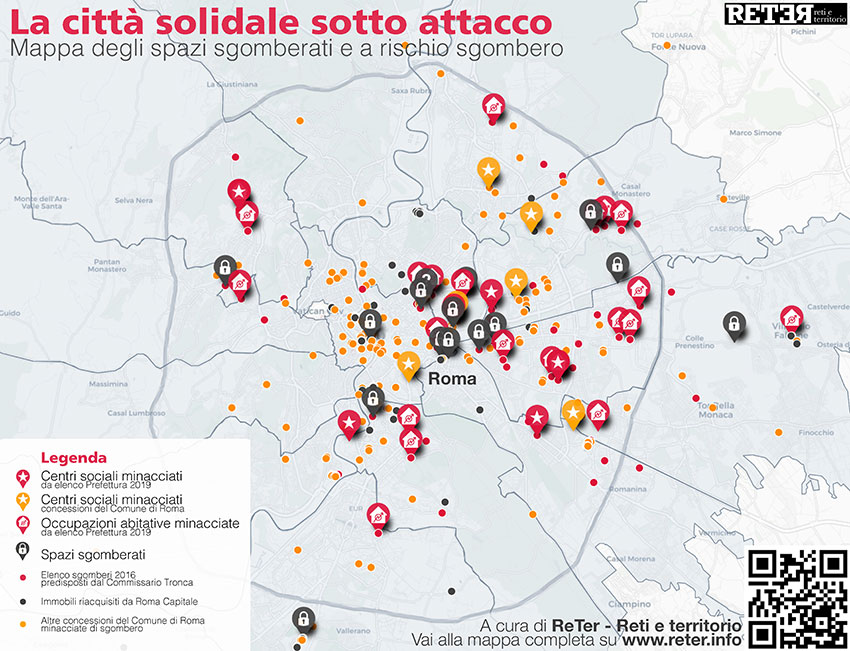 Mappa degli spazi sgomberati e a rischio sgombero